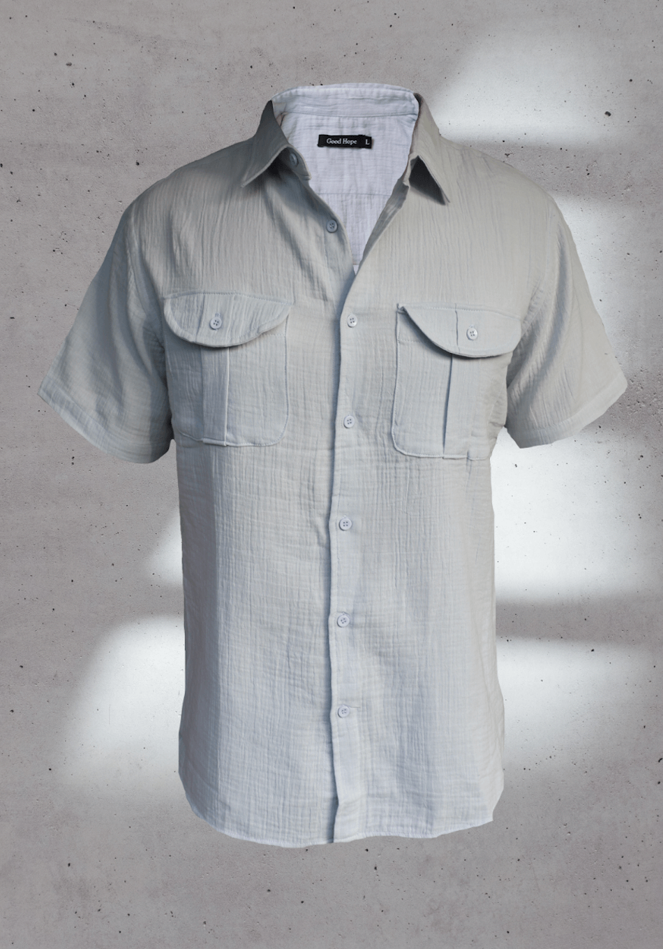 Camisa Cargo Algodón Orgánico Hombre | Celeste Agua - Good Hope