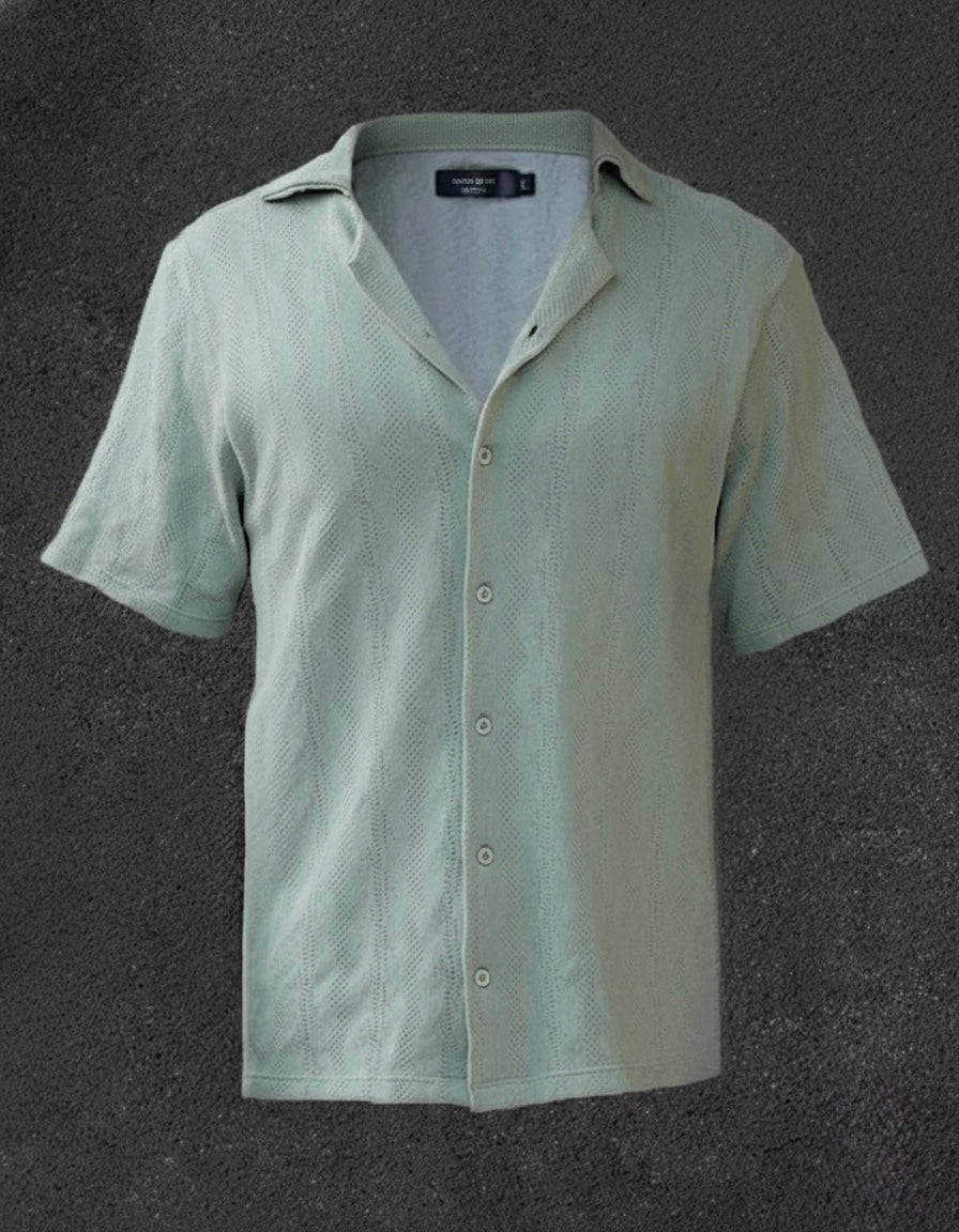 Camisa de Crochet Hombre | Verde Pastel