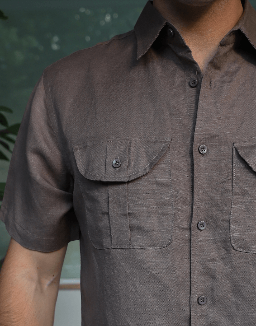 Camisa Cargo Lino Hombre | Café ligero - Good Hope