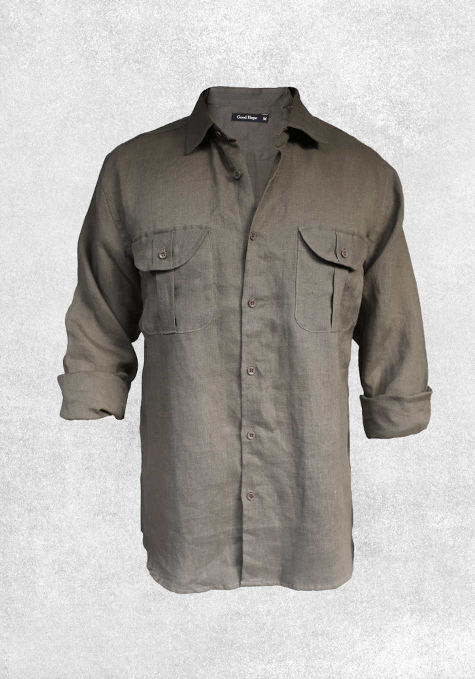 Camisa Cargo Lino Hombre | Verde Caqui - Good Hope