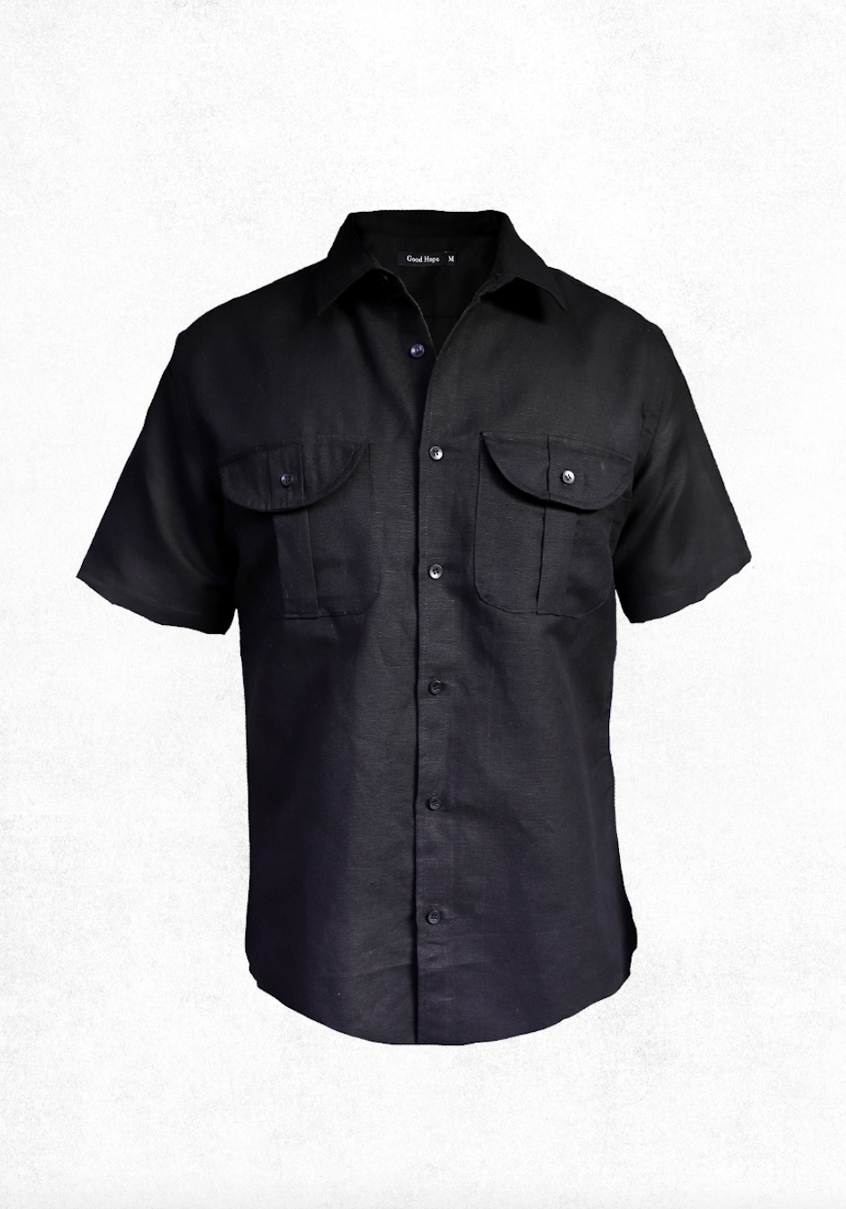 Camisa Cargo Lino Hombre | Negro - Good Hope
