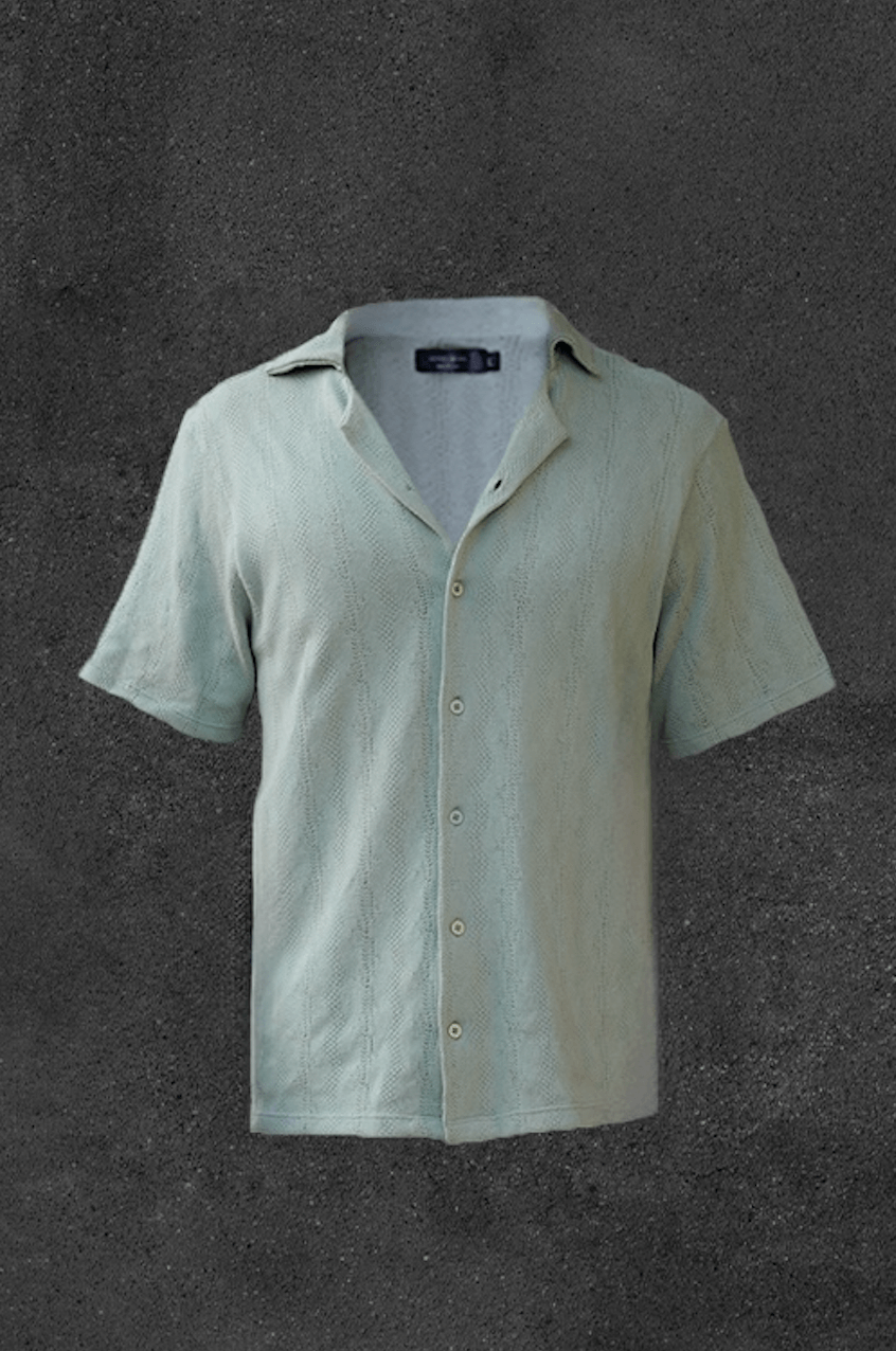 Camisa De Crochet Hombre | Verde Pastel