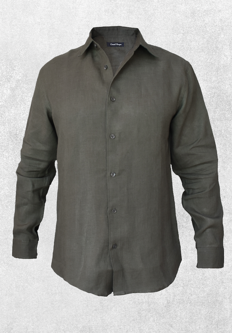 Camisa de Lino Hombre | Verde Caqui