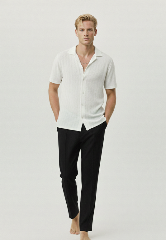 Camisa de Crochet Hombre | Blanco