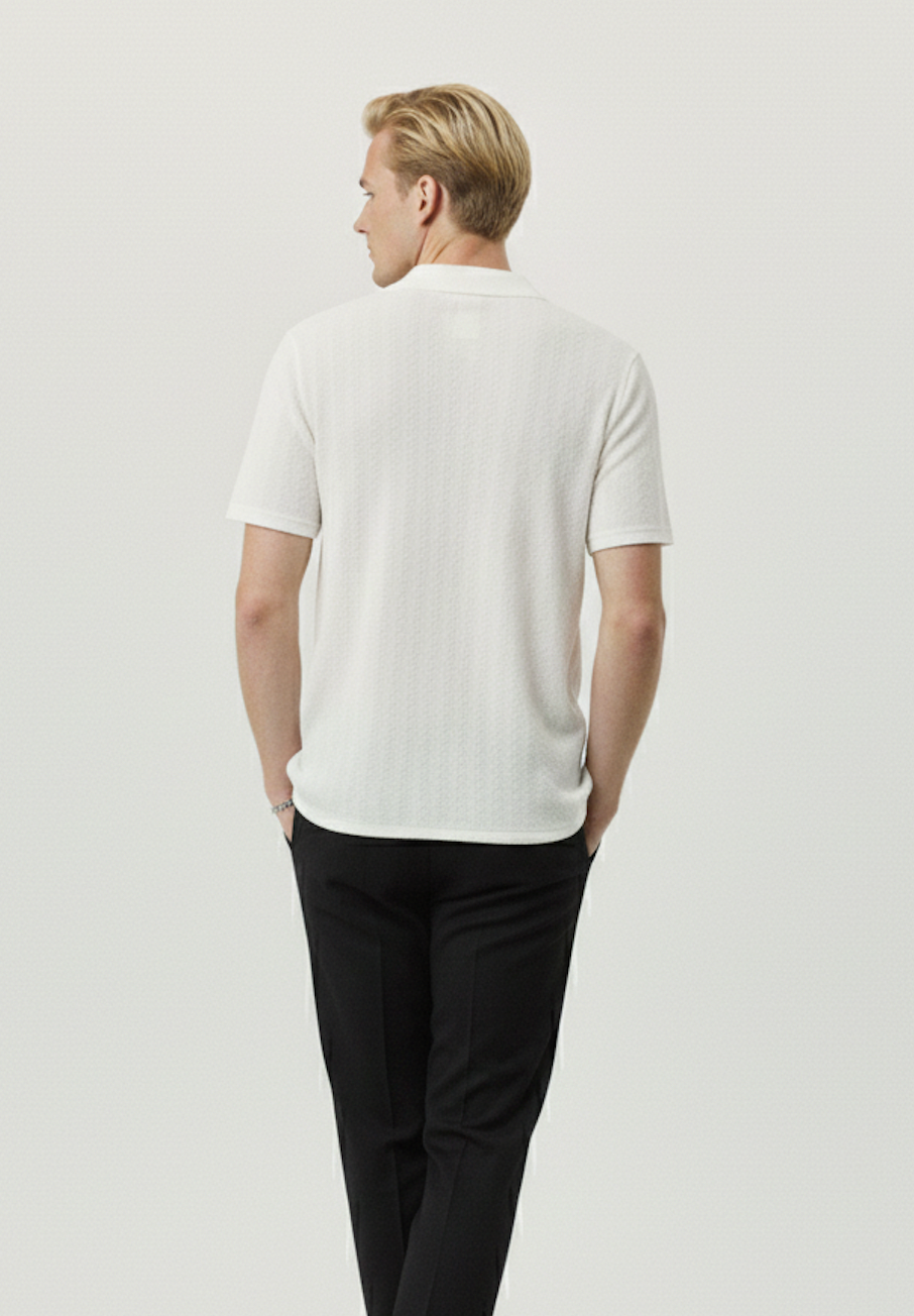 Camisa de Crochet Hombre | Blanco