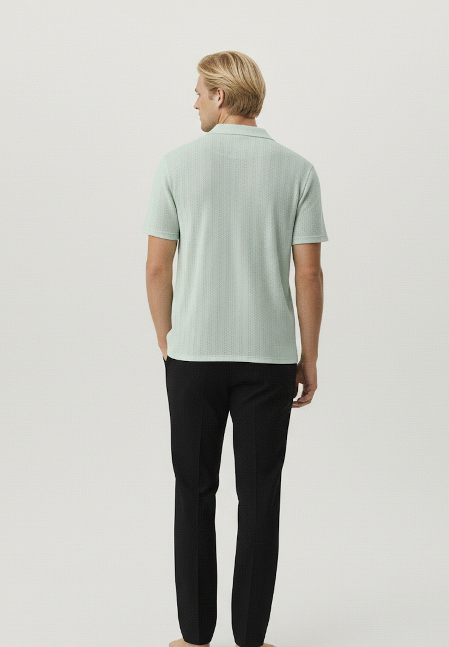 Camisa de Crochet Hombre | Verde Pastel